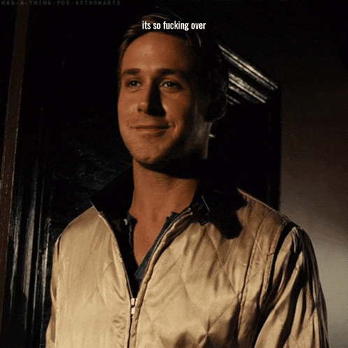 a man is smiling with the words it 's so fucking over written above him