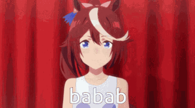 a close up of a girl with the word babab on her chest