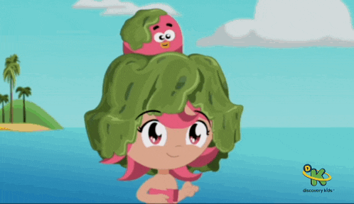 a discovery kids advertisement with a cartoon girl in the ocean