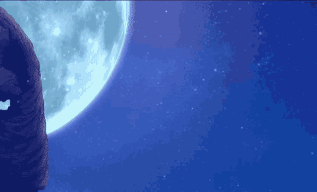a blue sky with stars and a full moon