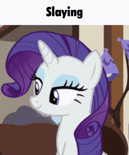 a cartoon of a pony with the word slaying below it