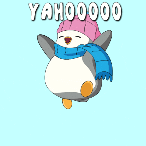 a cartoon of a penguin wearing a hat and scarf with the words yahoo on the top
