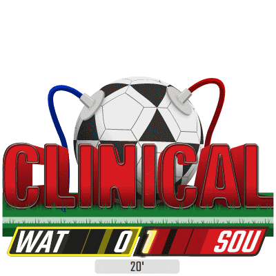 a logo for clinical wat 01 sou with a soccer ball in the background