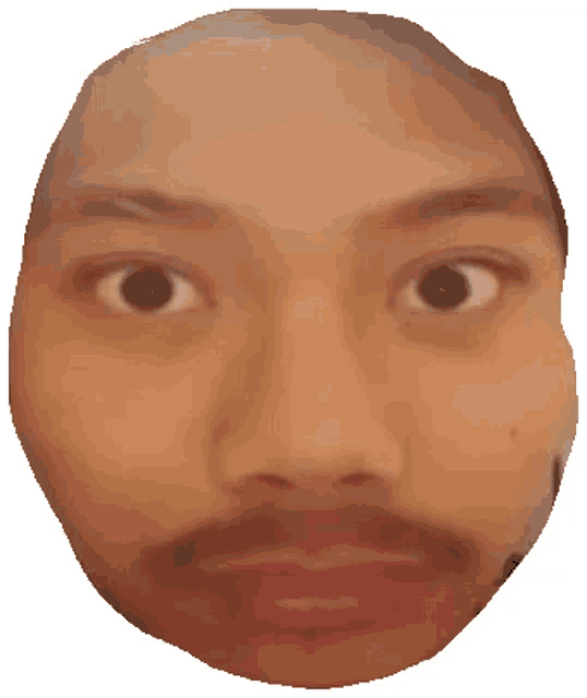 a close up of a man 's face with a mustache on a white background