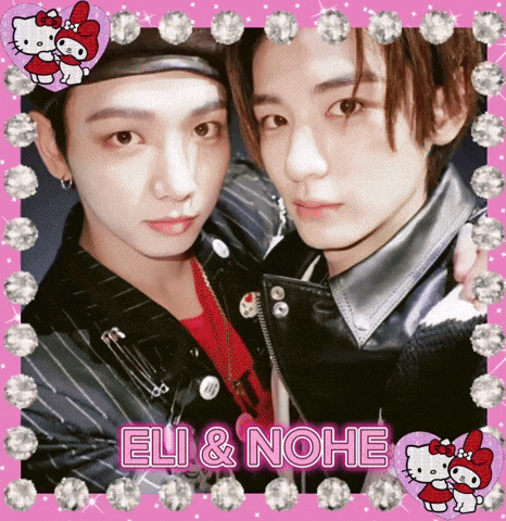 a picture of two boys with the words eli & nohe written on it