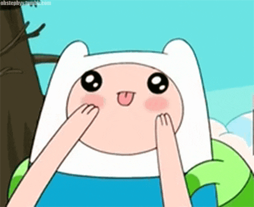 finn from adventure time is making a funny face