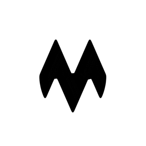 a black and white logo with the letter m on it