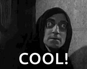 a black and white photo of a man in a hood with the words `` cool '' written above him .