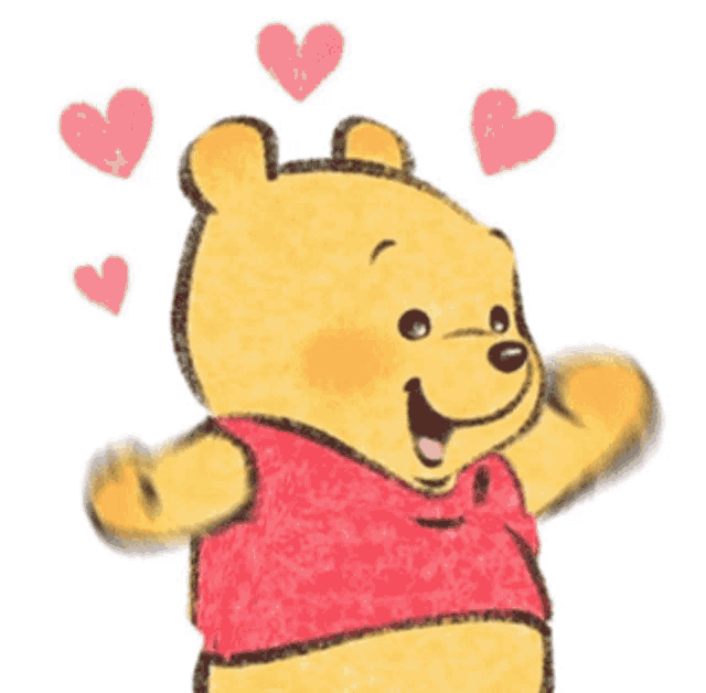 a drawing of winnie the pooh with his arms outstretched