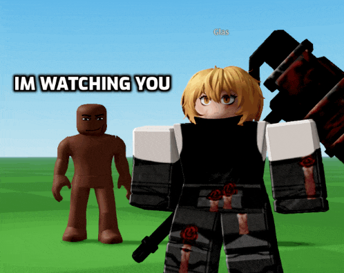 a cartoon character with the words im watching you on the bottom