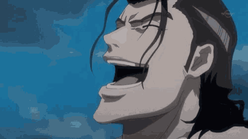 a close up of a man with his mouth open in a cartoon .