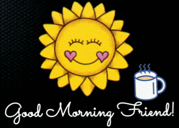 a picture of a sun with hearts on it and the words good morning friend