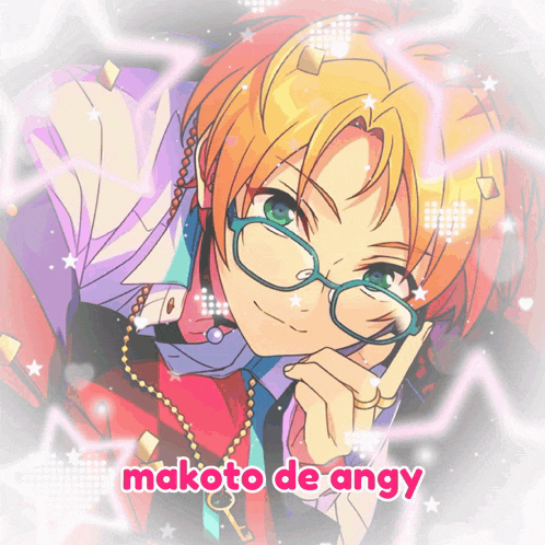 a picture of a boy with glasses and the name makoto de angy on it