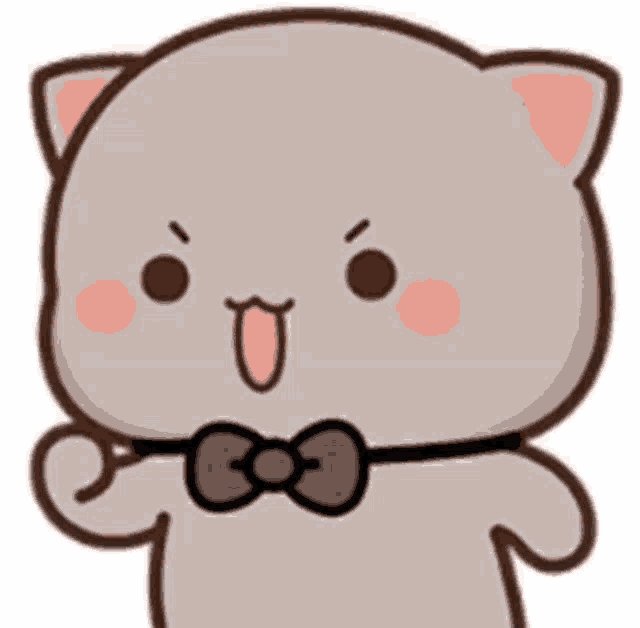 a cartoon cat wearing a bow tie and glasses is making a funny face .
