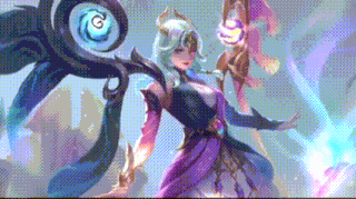 a woman in a purple dress with horns is holding a cane in her hands .
