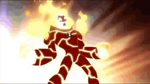 a cartoon character with a flame coming out of his mouth