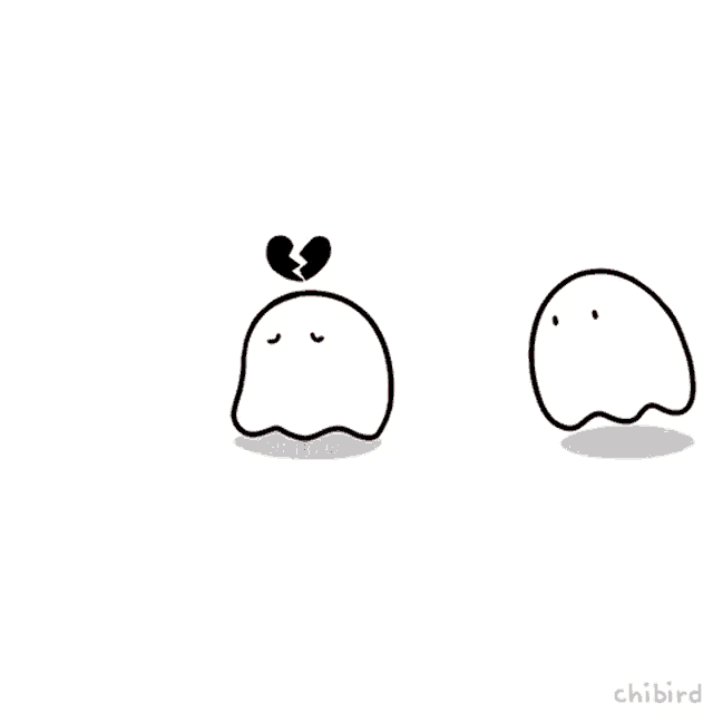 a black and white drawing of two ghosts with the words have a hug just in case you need one on the bottom