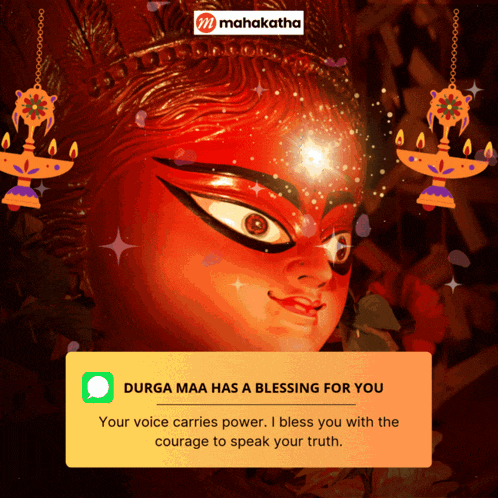 a message that says " durga maa has a blessing for you " on it