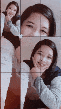 a woman 's face is shown in a collage of images