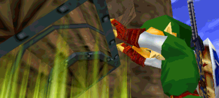 a video game character with a sword and shield is laying down