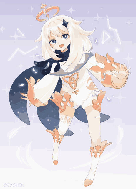a drawing of a girl with the name coyshin on the bottom left