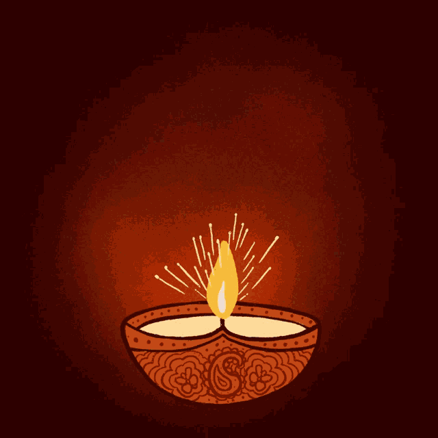 a drawing of a lit candle with the words spark joy this diwali