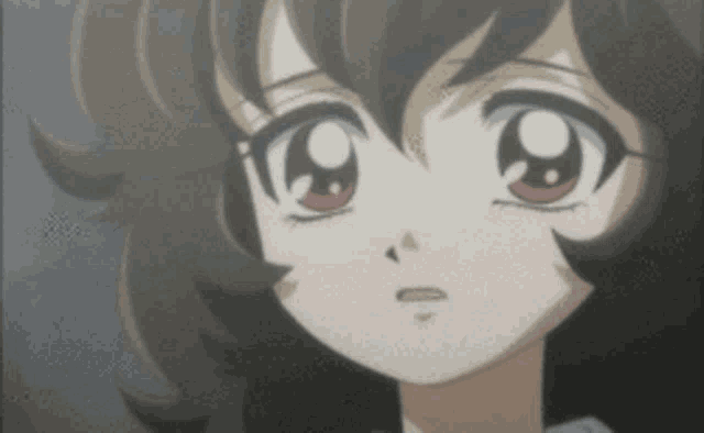 a close up of a girl 's face with a slight smirk on her face