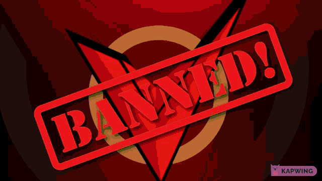 a pink stamp with the word banned written on it