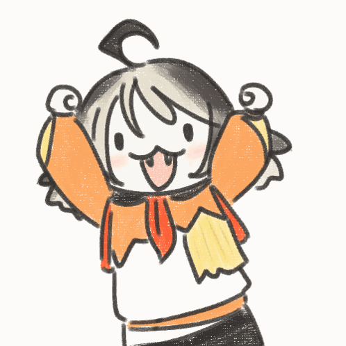 a cartoon drawing of a girl with her arms up