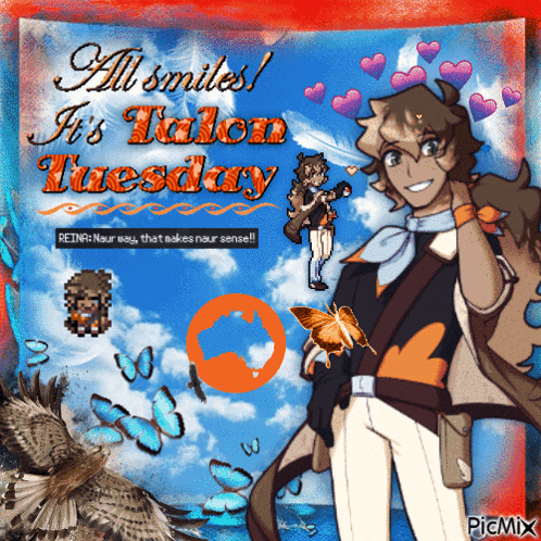 a picture of a man with the words all smiles it 's talon tuesday on it