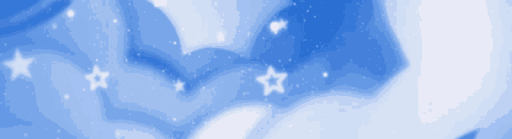 a blue background with white stars and ribbons