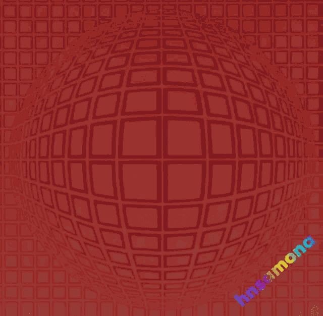 an optical illusion of a sphere with squares on it