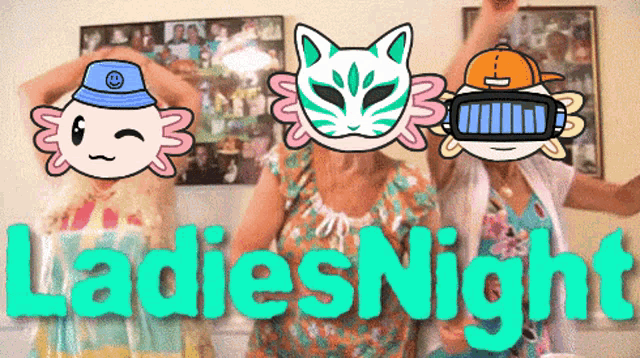 ladies night is written on a poster with cartoon characters on it
