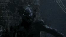 a close up of a person 's face in the dark with a blurred background .
