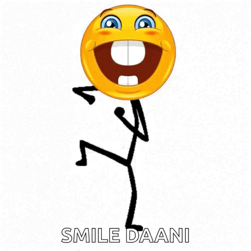 a stick figure with a smiley face on his head and the words smile daani written below it .