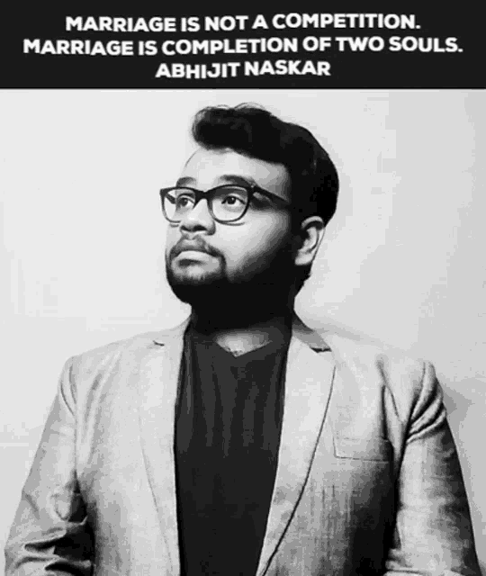 a black and white photo of a man with a quote about marriage