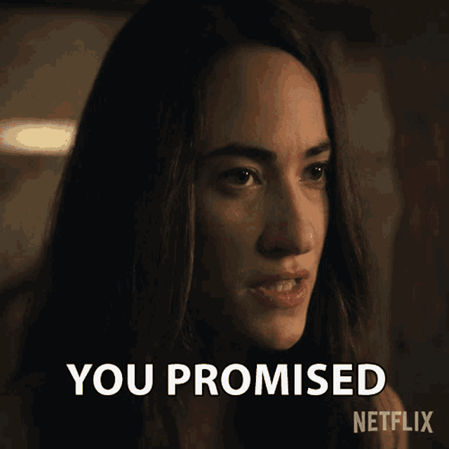 a close up of a woman 's face with the words you promised above her