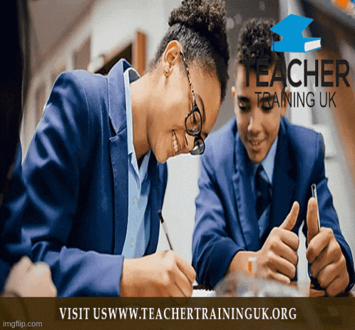 a poster for teacher training uk shows a girl and a boy