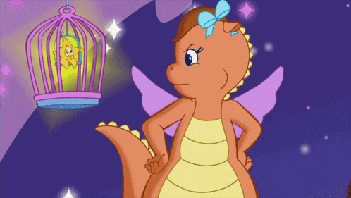 a cartoon illustration of a dragon with the word just below it
