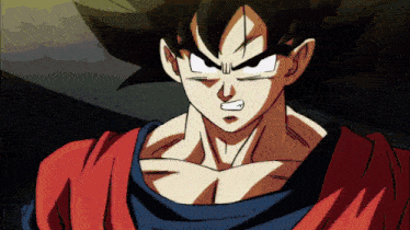 a close up of a dragon ball z character with a serious look on his face