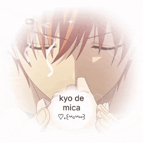 kyo de mica is written on a white background