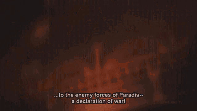 a cartoon says to the enemy forces of paradis-a declaration of war