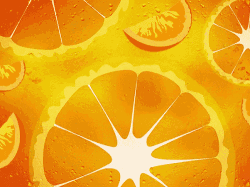 a bunch of orange slices on a yellow surface