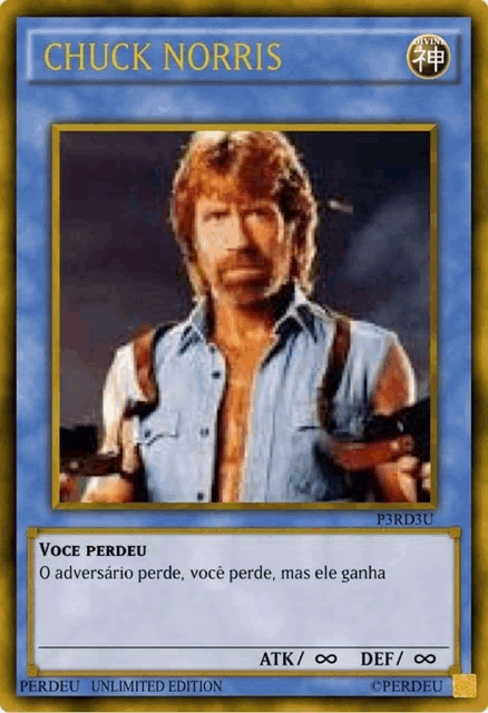 a chuck norris card with a picture of him on it