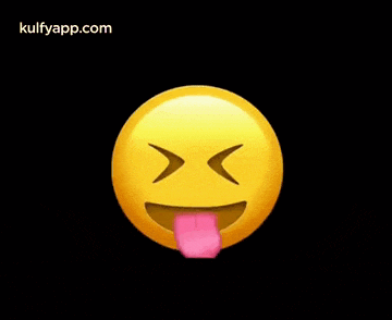a yellow smiley face with a pink tongue sticking out of it .