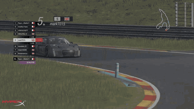 a racing car with the number 5 on it