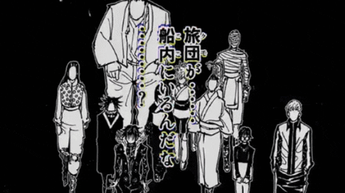 a group of people standing next to each other on a black background .