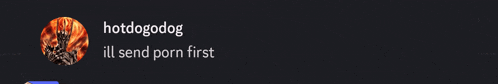 a black background with the words hotdogdog ill send porn first written on it