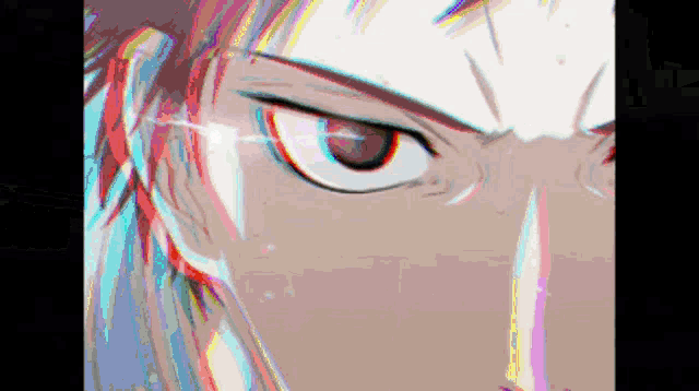 a close up of a person 's eye with a glitch effect on it