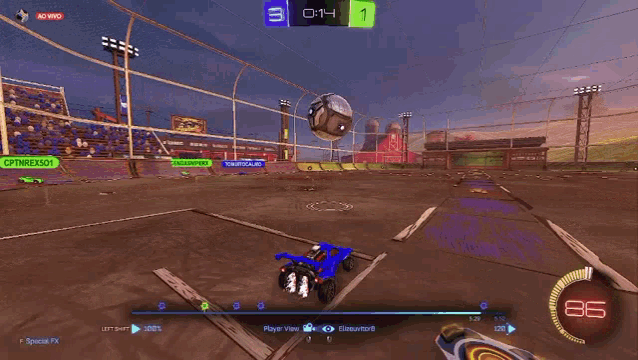a rocket league game is being played on a computer screen